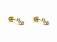 Three- Diamond Stud Earrings