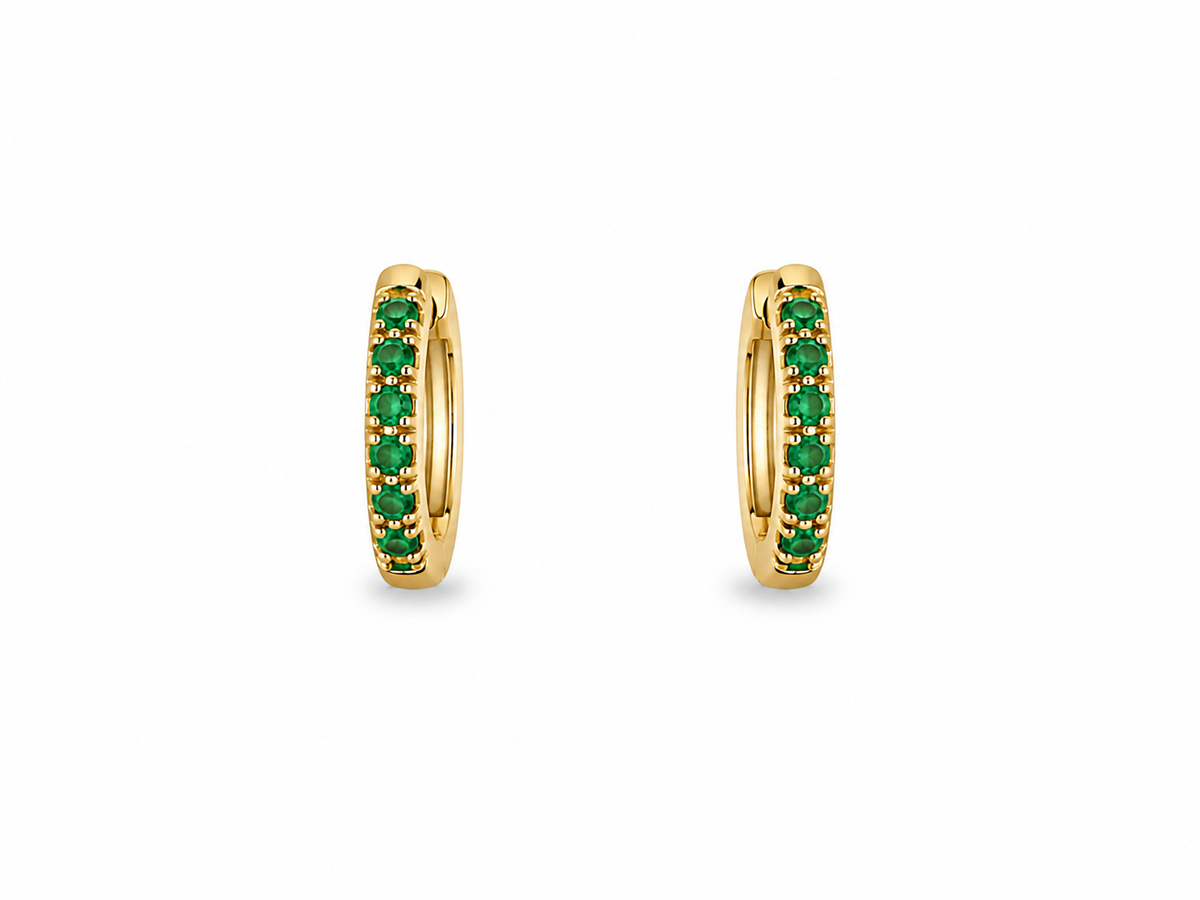 Emerald Huggie Earrings