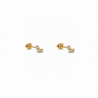 Three- Diamond Stud Earrings