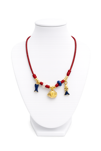 Burgundy Cord Adjustable Fish Necklace