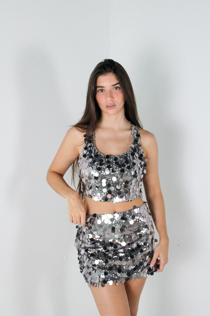Sequin Top & Mini Skirt Set