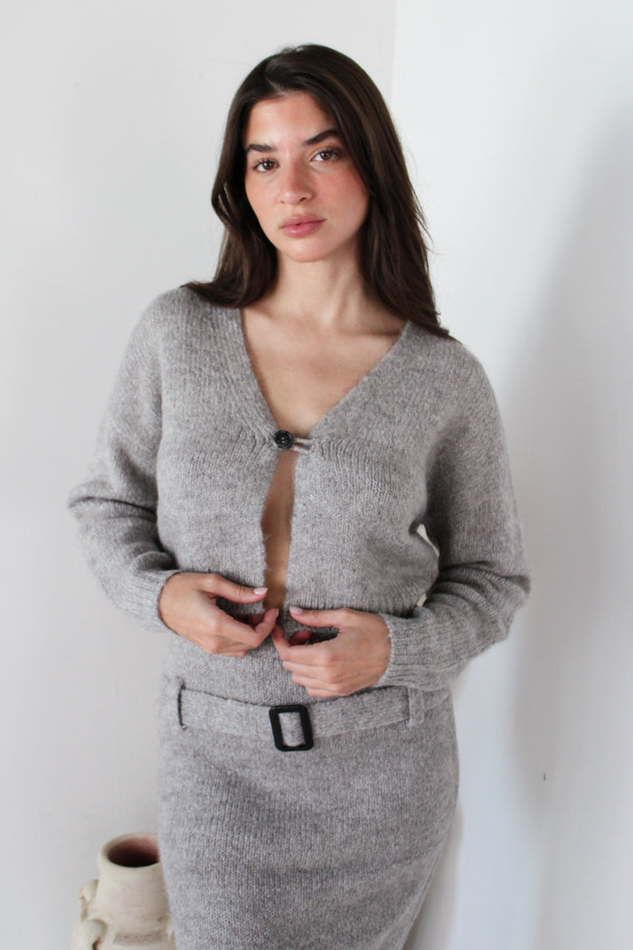 Knit Cropped Cardigan & Skirt Set