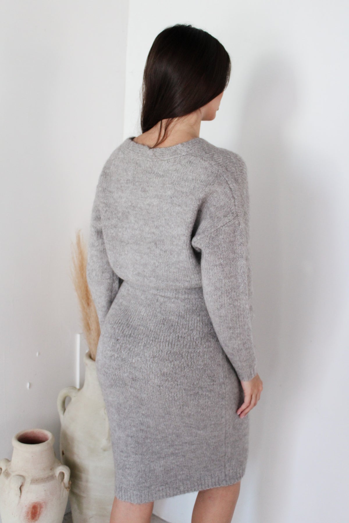 Knit Cropped Cardigan & Skirt Set