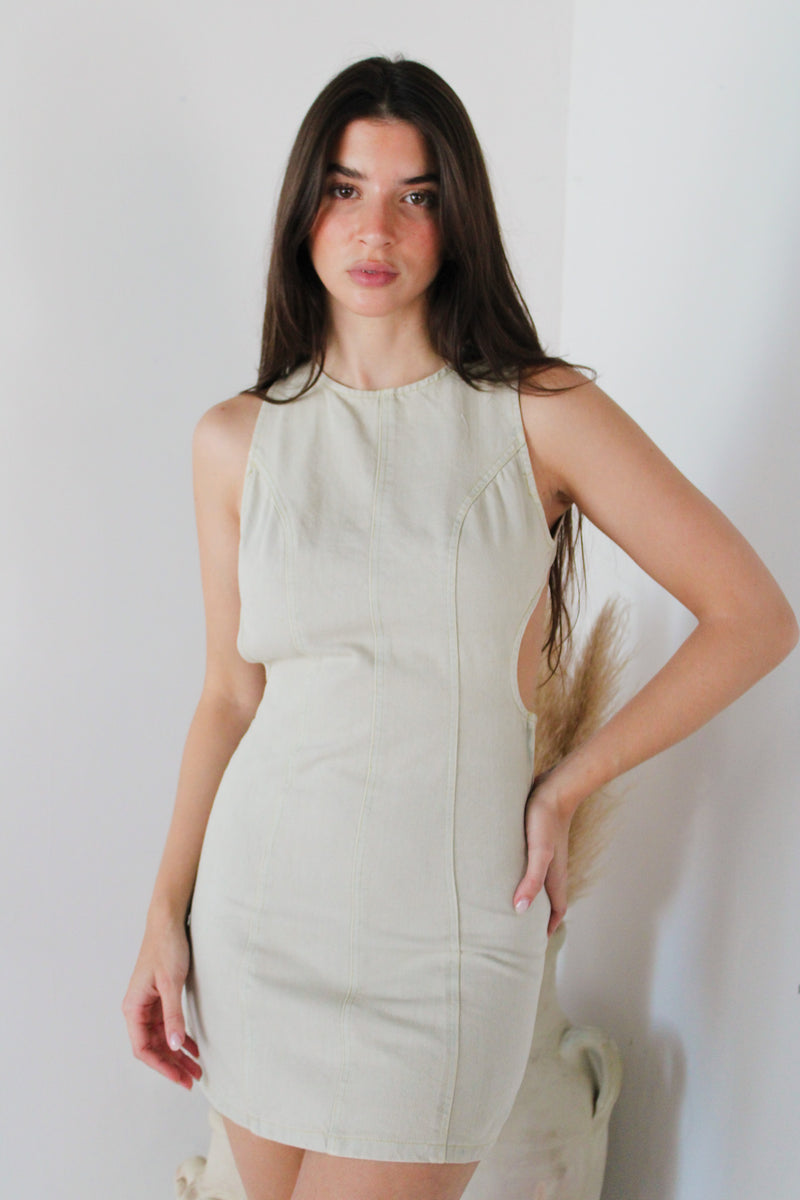 Open Back Denim Mini Dress