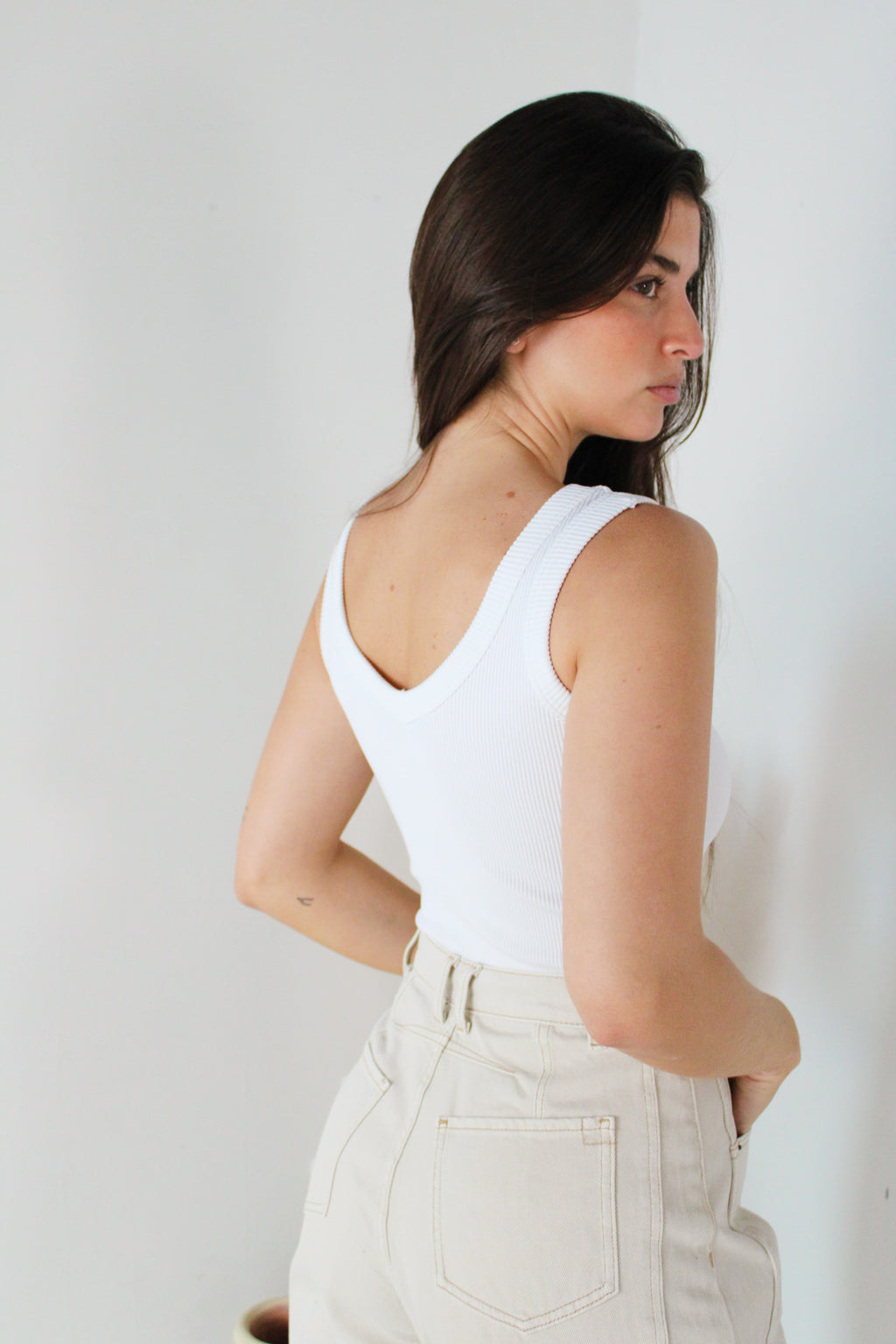 Ribbed Vneck Tank Bodysuit