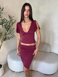 Burgundy Top & Hem Skirt
