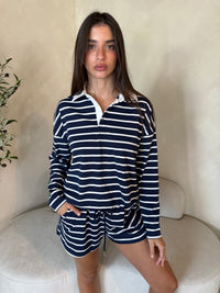 Stripe Collar Top & Short Set