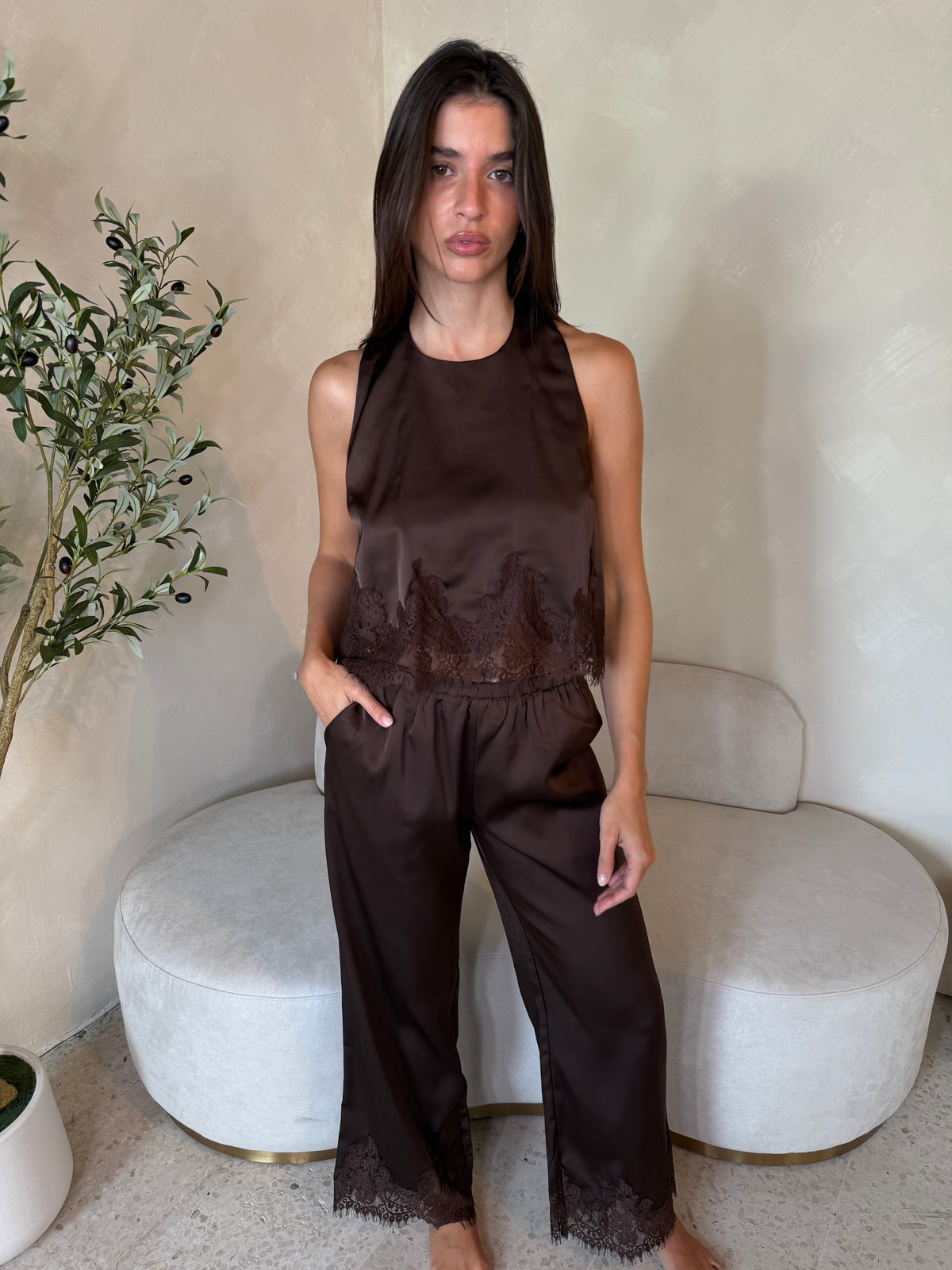 Satin Dk Brown Set