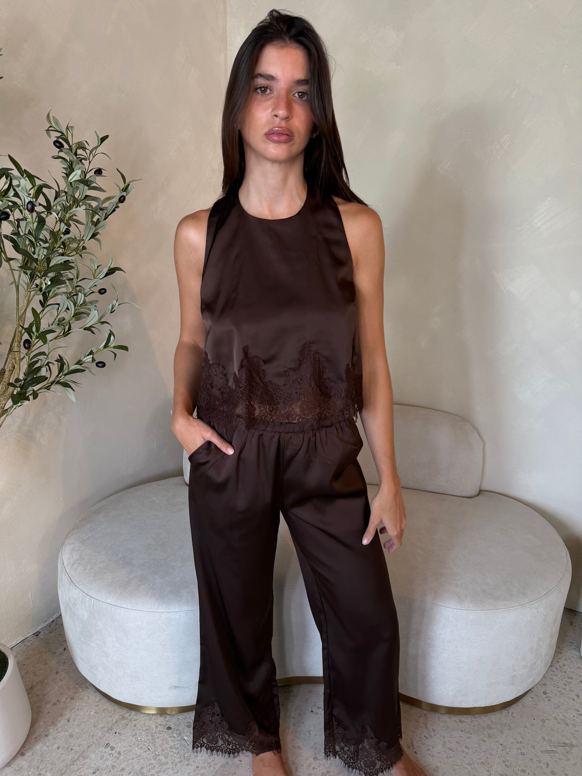 Satin Dk Brown Set