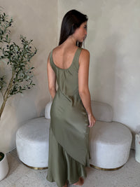 Olive Silky Tank Dress