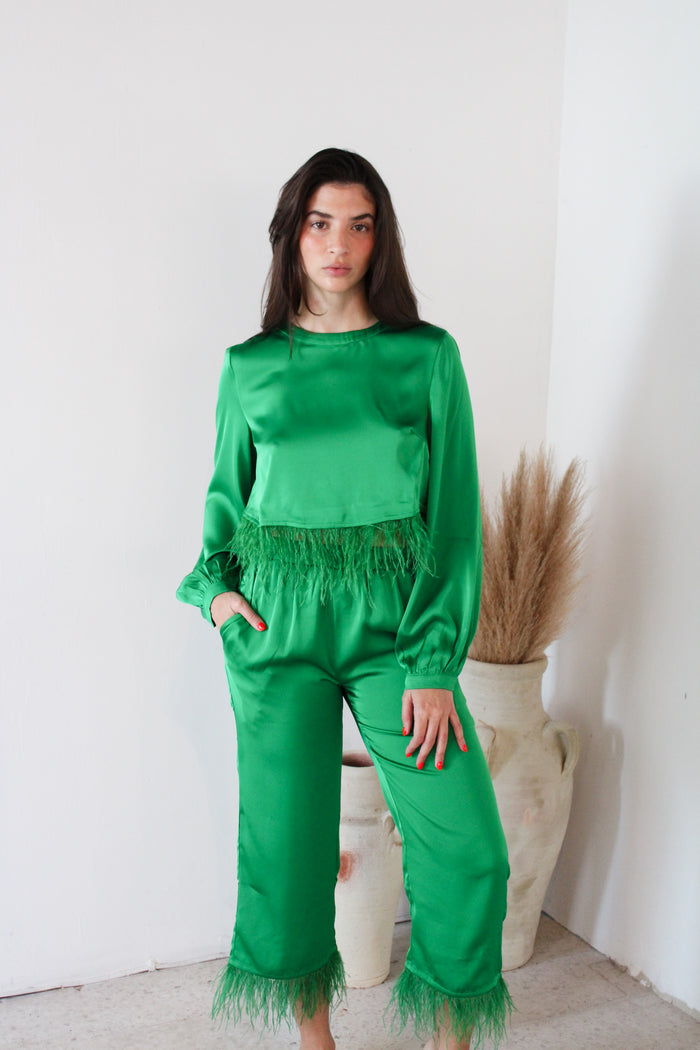 Emerald Green Satin Set