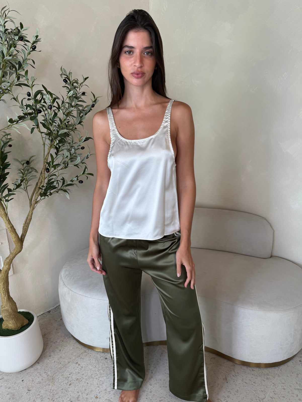 Side Stripe Satin Pants