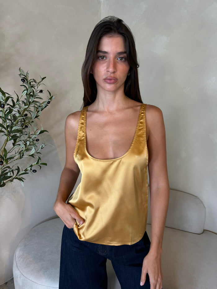 Satin Deep Tank Top
