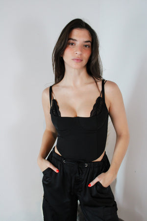 Black Bustier Lace Top