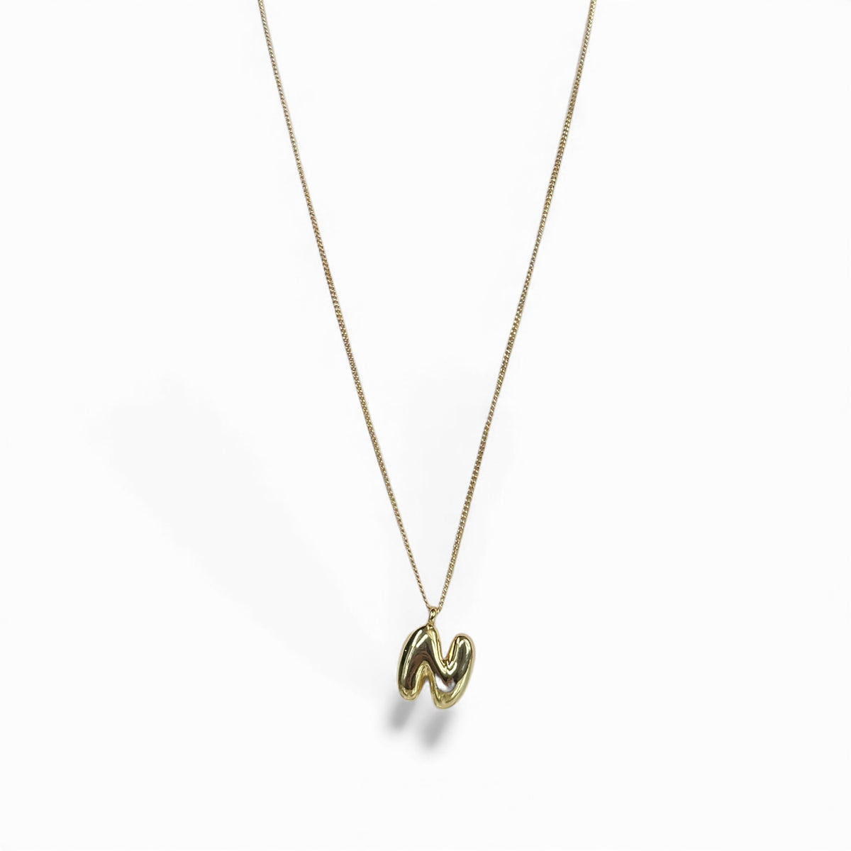 Gold Bubble Letter Necklace