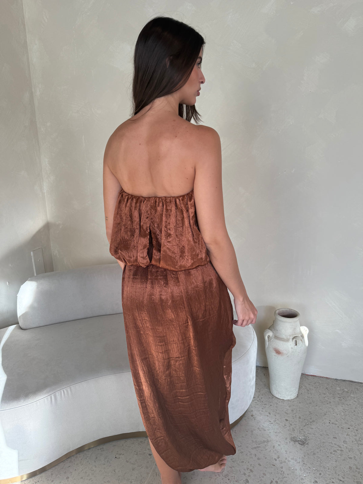 Satin Tube Tulip Maxi Dress