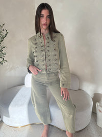 Olive Military jacket & Denim Set