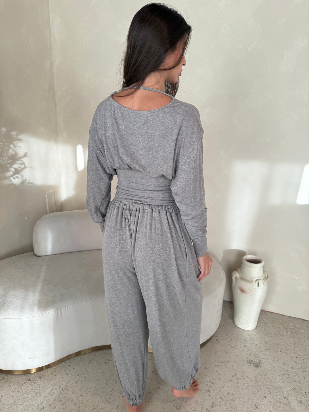 Soft Grey Top & Harem Pants