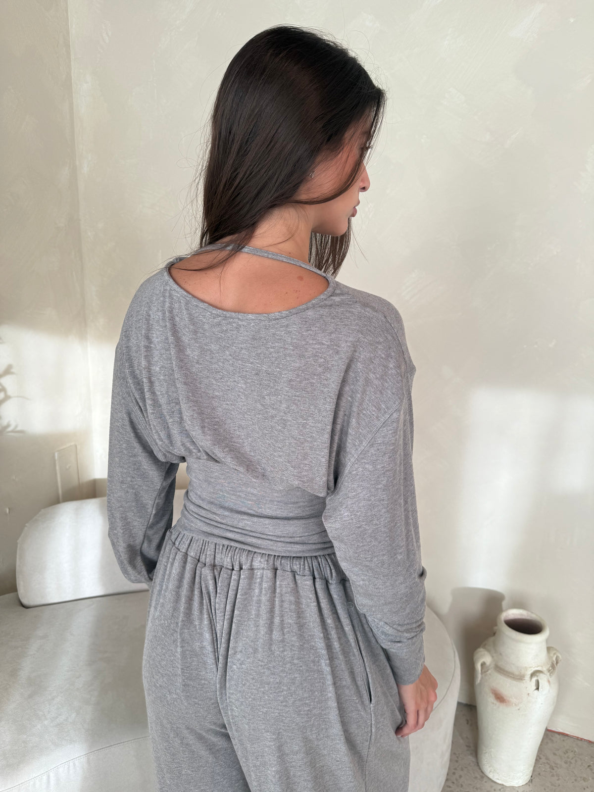 Soft Grey Top & Harem Pants