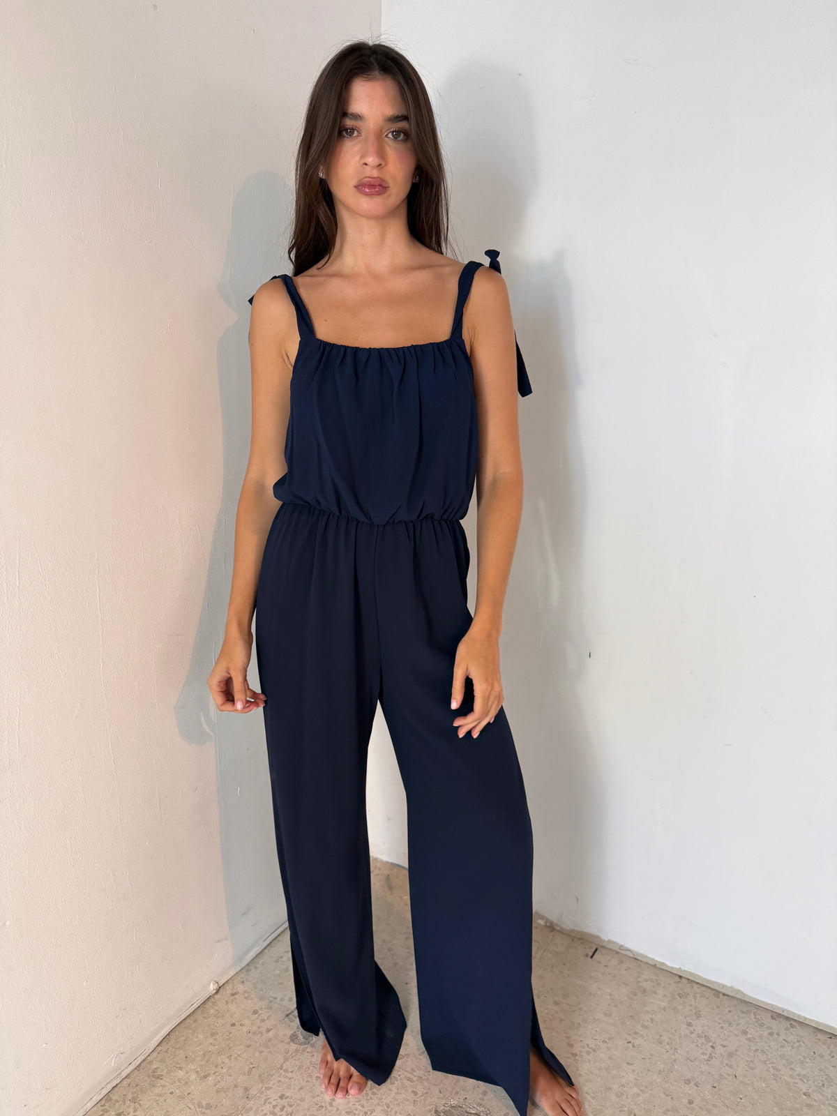 Navy Tie Strap Jumpsuit