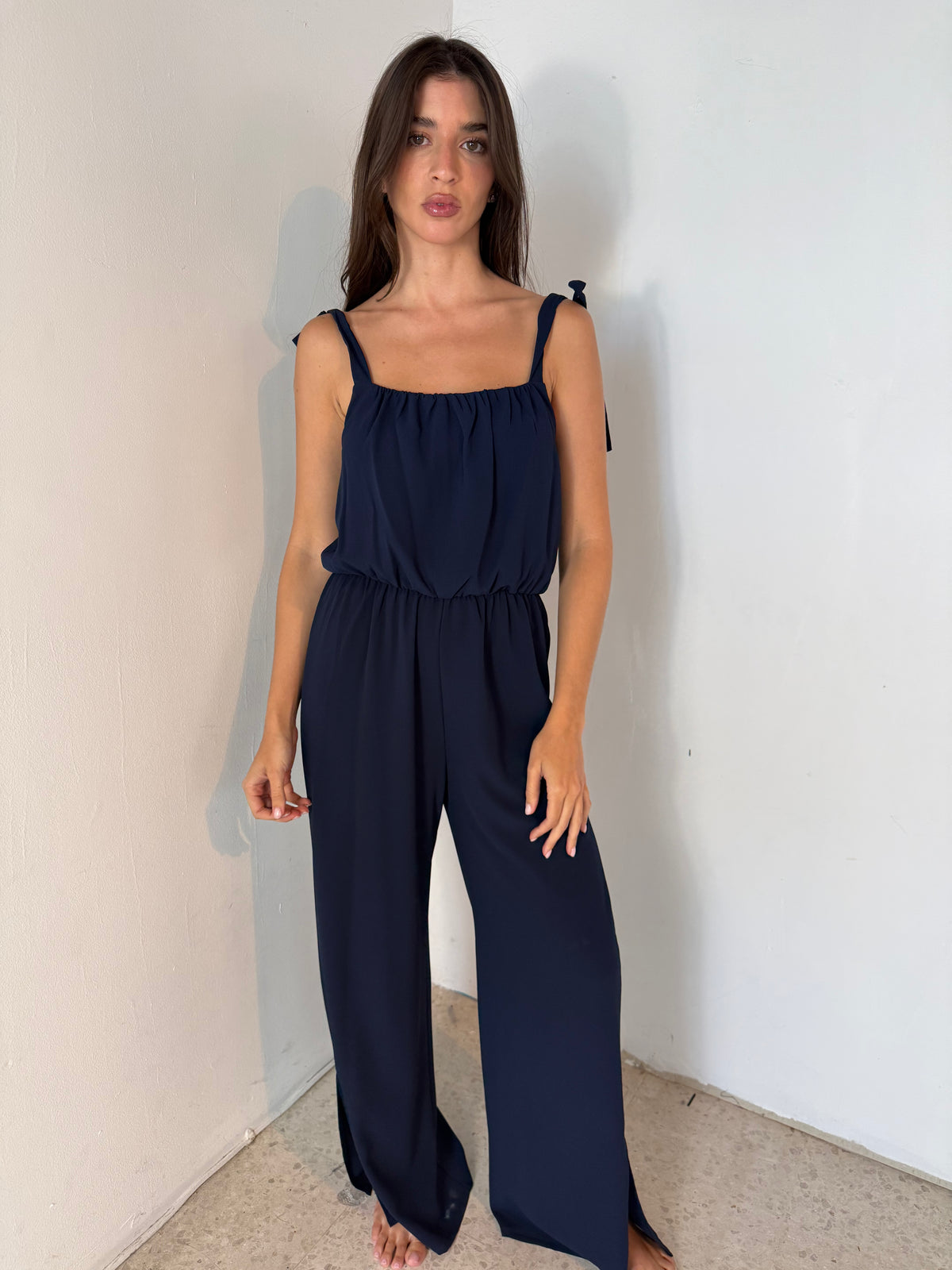 Navy Tie Strap Jumpsuit