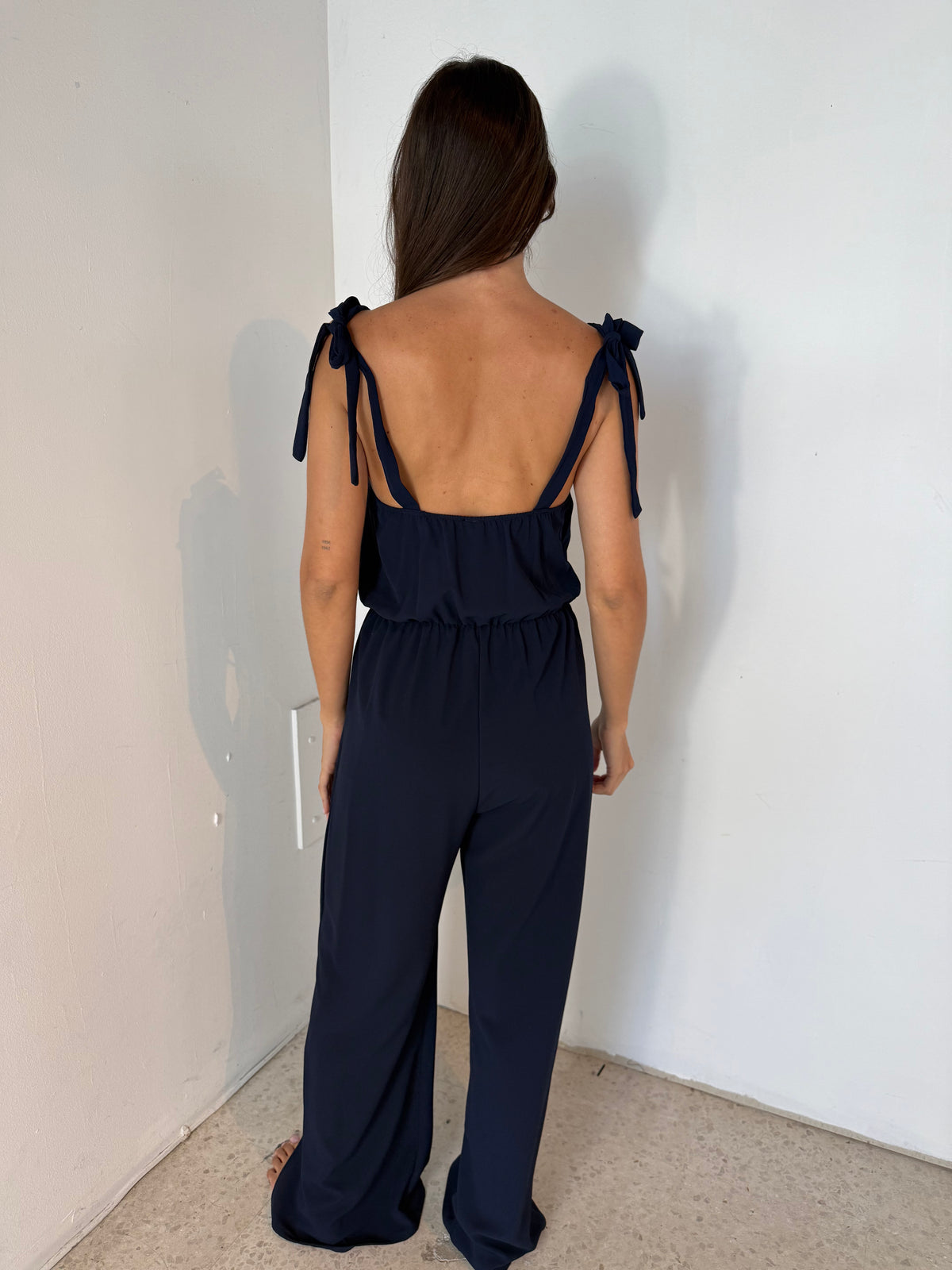 Navy Tie Strap Jumpsuit