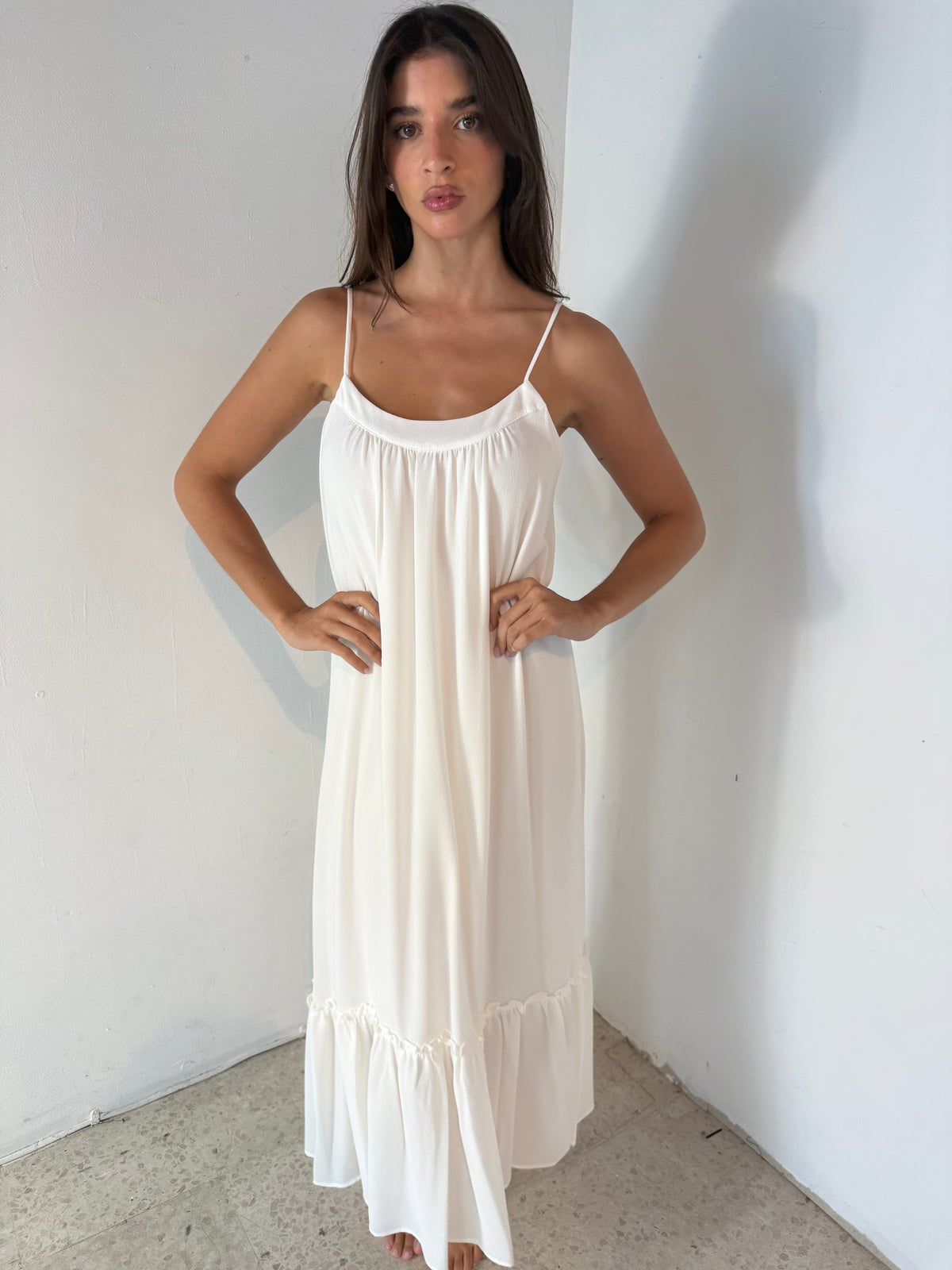 White textured Maxi Dress