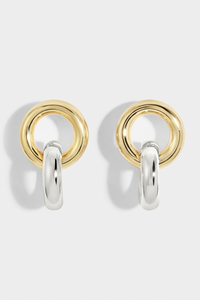 TWO TONE DOUBLE LINK STUD EARRINGS