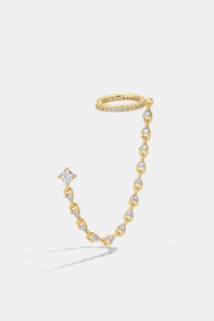 PAVE EAR CUFF CHAIN STUD