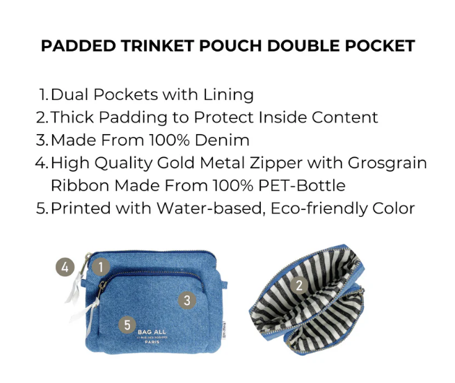 Padded Trinket Pouch Double Pocket