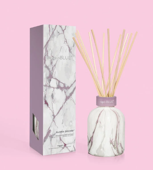 Aloha Orchid Modern Marble Petite Reed Diffuser, 5.7 fl oz