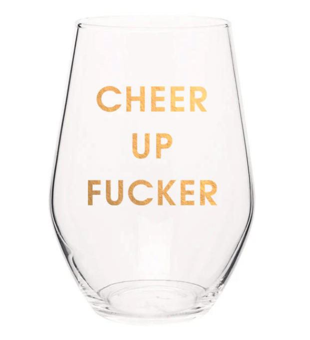 Cheer Up Fucker Wine Glasses