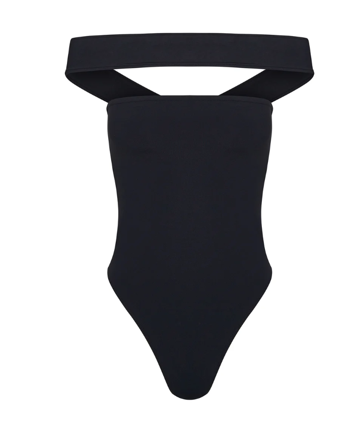 olivia one piece in black eco-compression