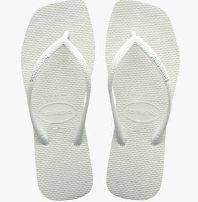 White Slim Square Flip Flops