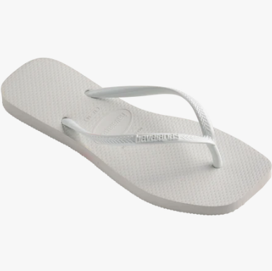 White Slim Square Flip Flops