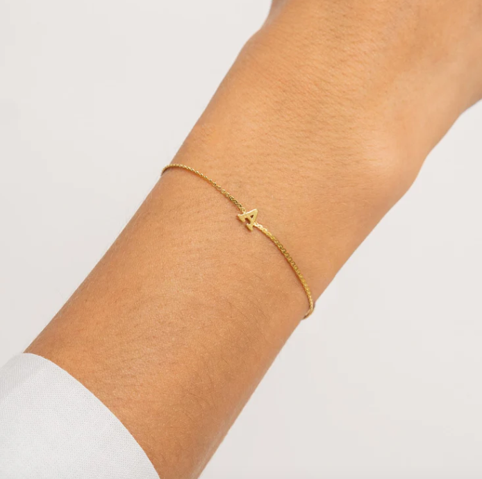 Waterproof Dainty Gold Initial Bracelet