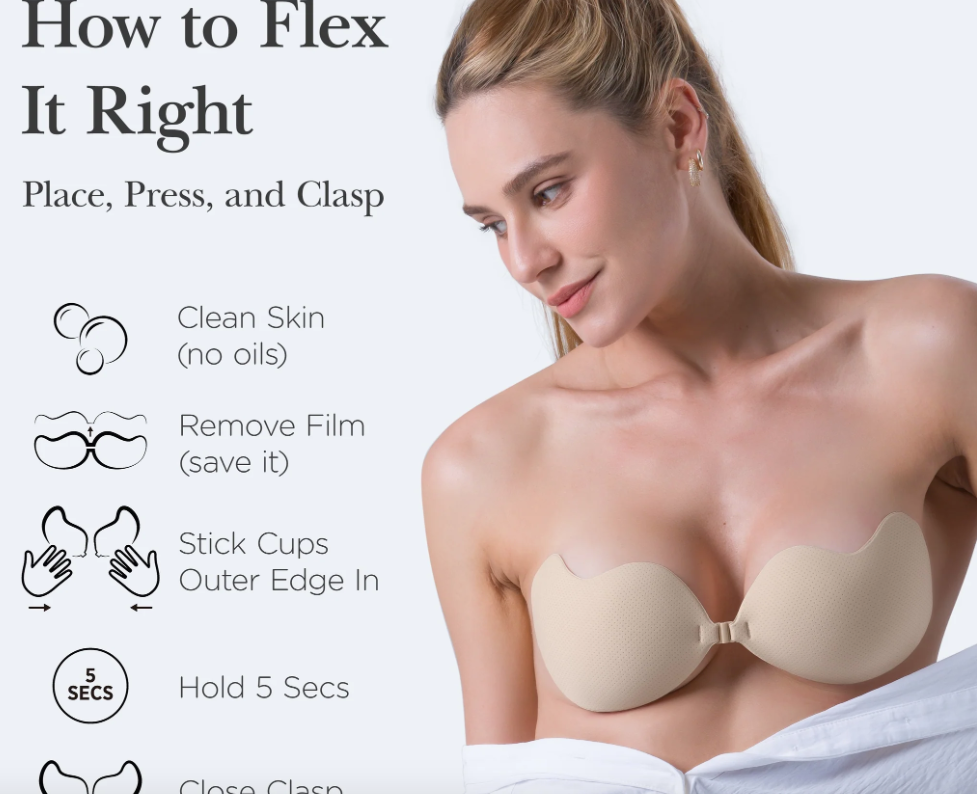 Nippies Flex Bra - Stick-On Strapless Bra for Women NIPPIES