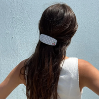 Ponytail Barrette in Blue Cherry Picnic