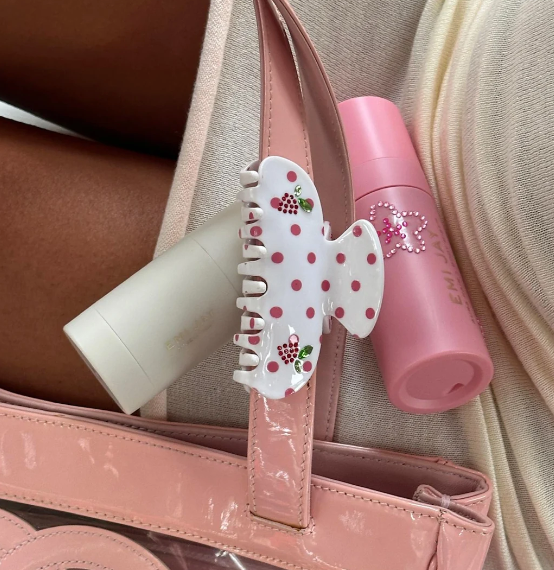 Sweetheart Clip in Coconut Berry Dot
