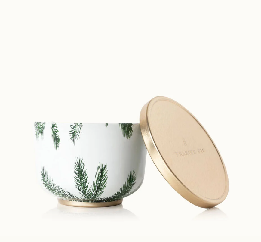 Frasier Fir Candle Tin with Gold Lid
