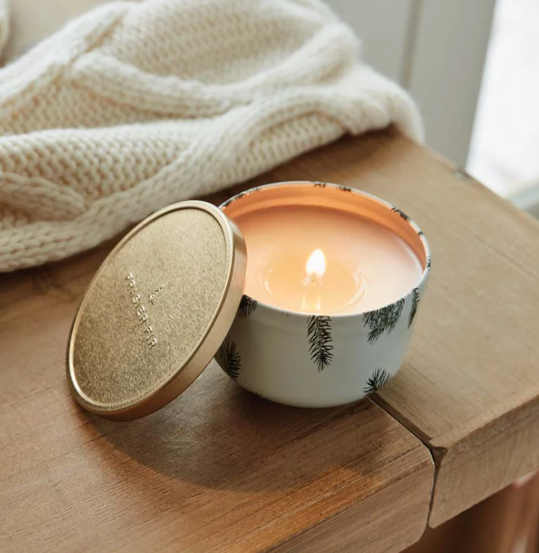 Frasier Fir Candle Tin with Gold Lid