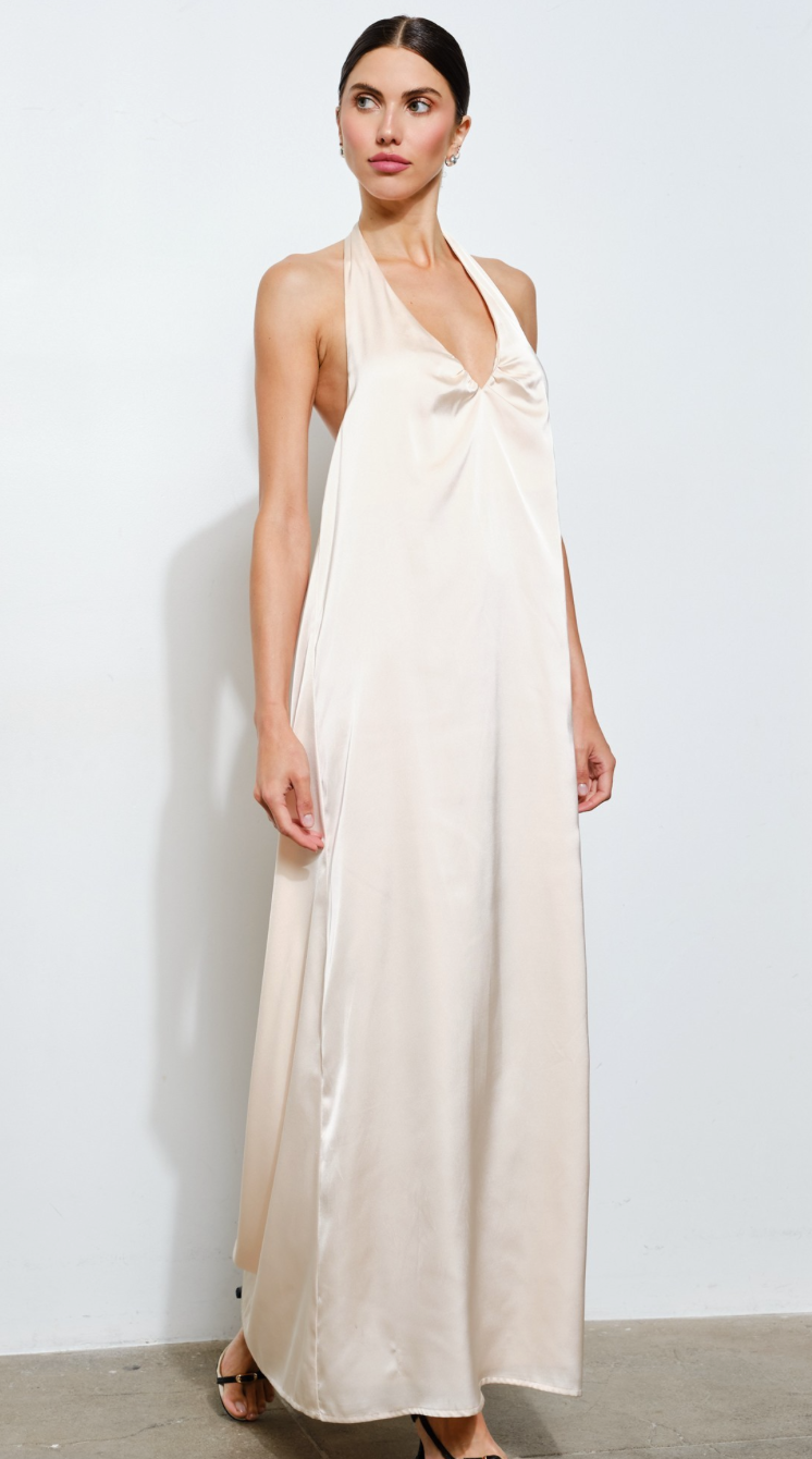 Satin Backless Maxi Dress