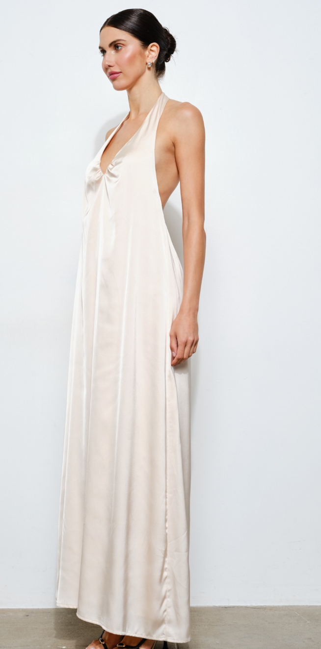 Satin Backless Maxi Dress