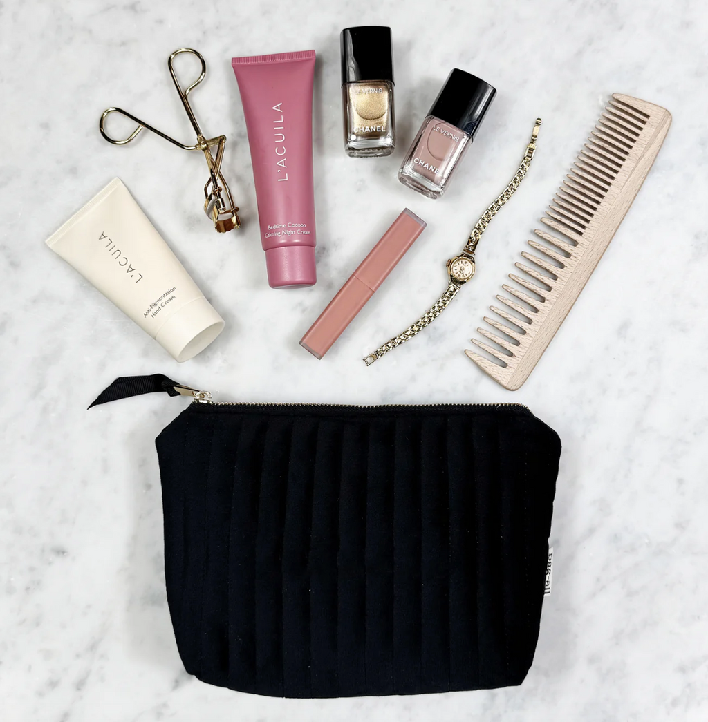 My Makeup Pouch Quilted Black Velvet