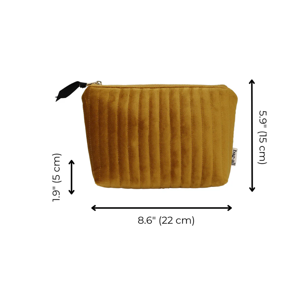 My Makeup Pouch Quilted Yellow Velvet