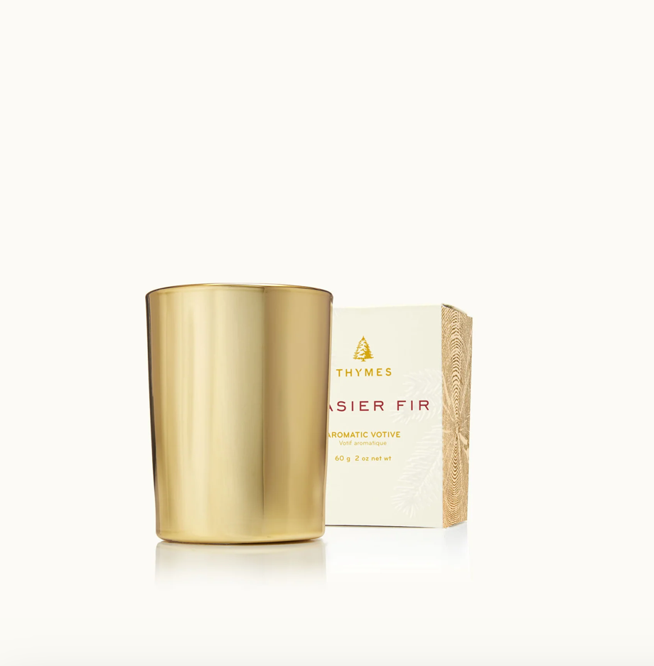 Frasier Fir Gilded Gold Votive Candle 2oz