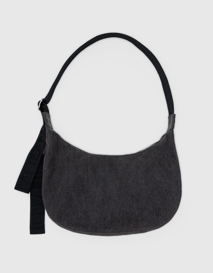 Medium Denim Crescent Bag