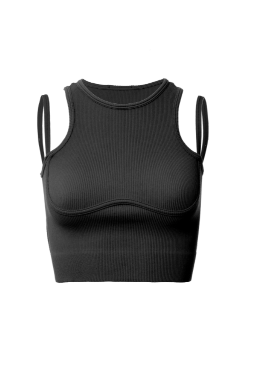 Two Strap Ribbed ONE SIZE TOP WHITE