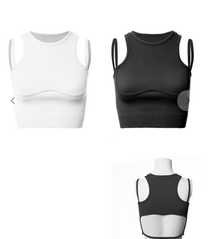 Two Strap Ribbed ONE SIZE TOP WHITE