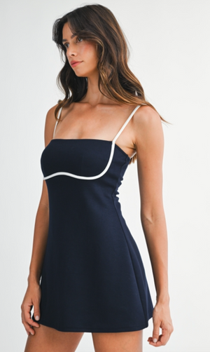 Contrast Binding A-line Dress With Shorts Inside